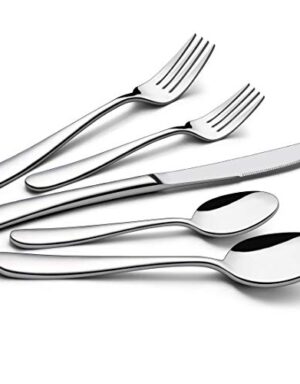 LIANYU 60-Piece Heavy Duty Silverware Set, Stainless Steel Flatware Cutlery Set For 12, Heavy Weight Eating Utensils…