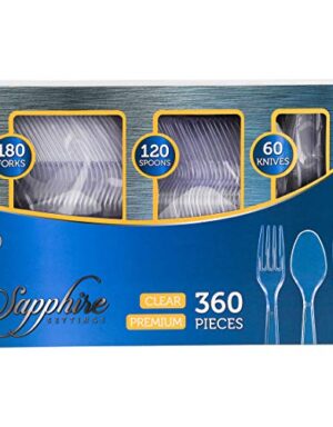 Party Bargains Disposable Cutlery Set, Color: Clear, Count: 360 Pcs (SAPPHIRE)